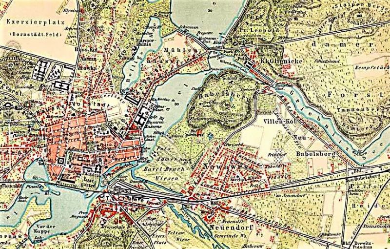 Stadtplan Potsdam (1900): Potsdam, Nowawes und Park Babelsberg